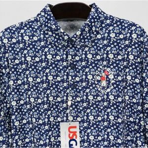 USGA U.S. Open Pinehurst No. 2 Golf Polo Shirt Mens XL Indigo Floral NWT